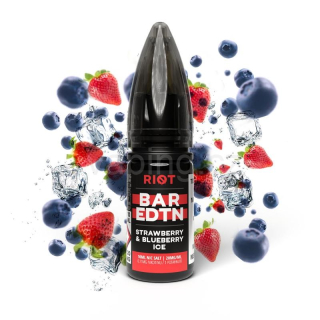 E-liquid Salt RIOT BAR EDTN s příchutí STRAWBERRY & BLUEBERRY ICE 10ml (ledové jahody a borůvky) 10mg