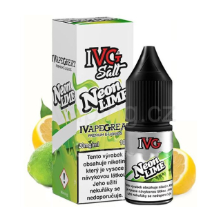 E-liquid Salt IVG s příchutí NEON LIME 10ml (citrón, limetka a cooláda) 10mg