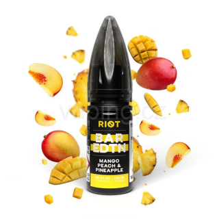E-liquid Salt RIOT BAR EDTN s příchutí MANGO PEACH PINEAPPLE 10ml (mango, broskev a ananas) 5mg