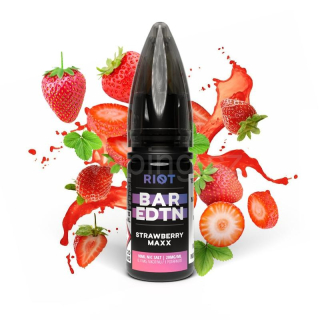 E-liquid Salt RIOT BAR EDTN s příchutí STRAWBERRY MAXX 10ml (jahodový energetický nápoj) 5mg