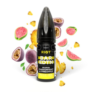 E-liquid Salt RIOT BAR EDTN s příchutí GUAVA PASSIONFRUIT PINEAPPLE 10ml (guava, marakuja a ananas) 5mg
