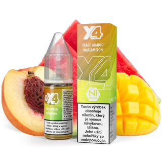 X4 Salt e-liquid - PEACH MANGO WATERMELON 10ml (broskev, mango a meloun) 20mg