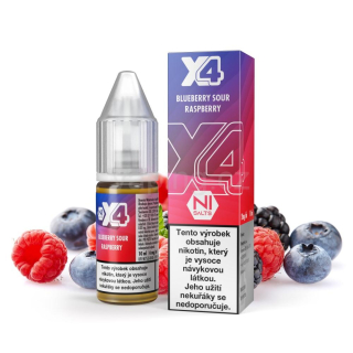 X4 Salt e-liquid - BLUEBERRY SOUR RASPBERRY 10ml (borůvka a malina) 10mg