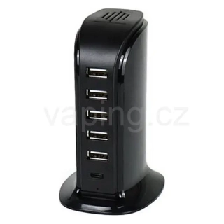 GVG Pro 506AL AC nabíjecí stanice 220V -> 5x USB-A 1x USB-C (černý) 4A