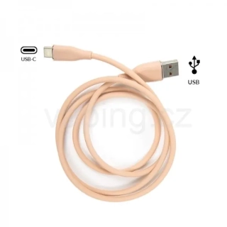Silicagel datový a nabíjecí kabel 66W USB-A > USB-C (1m) losos