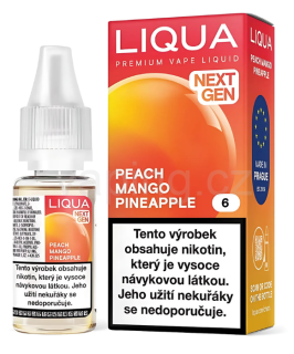 LIQUA NEXTGEN Peach Mango Pineapple 10ml - 6mg (mango, ananas a broskev)