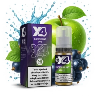 X4 Salt e-liquid - BLACKCURRANT APPLE 10ml (černý rybíz a jablko) 20mg