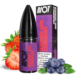 E-liquid Salt RIOT X s příchutí BLUEBERRY SOUR STRAWBERRY 10ml (borůvka a kyselá jahoda) 20mg
