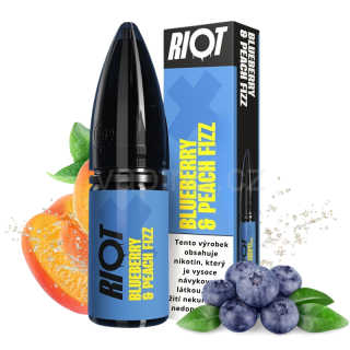 E-liquid Salt RIOT X s příchutí BLUEBERRY PEACH FIZZ 10ml (borůvka a broskvová limonáda) 20mg