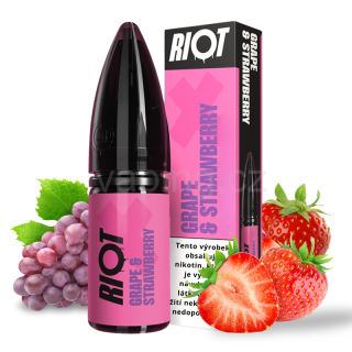 E-liquid Salt RIOT X s příchutí GRAPE STRAWBERRY 10ml (jahoda a hroznové víno) 10mg
