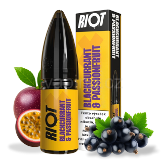 E-liquid Salt RIOT X s příchutí BLACKCURRANT & PASSIONFRUIT 10ml (černý rybíz a marakuja) 10mg