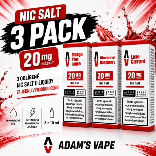 E-liquidy Adams Vape Salt mix 20mg (3x10ml)